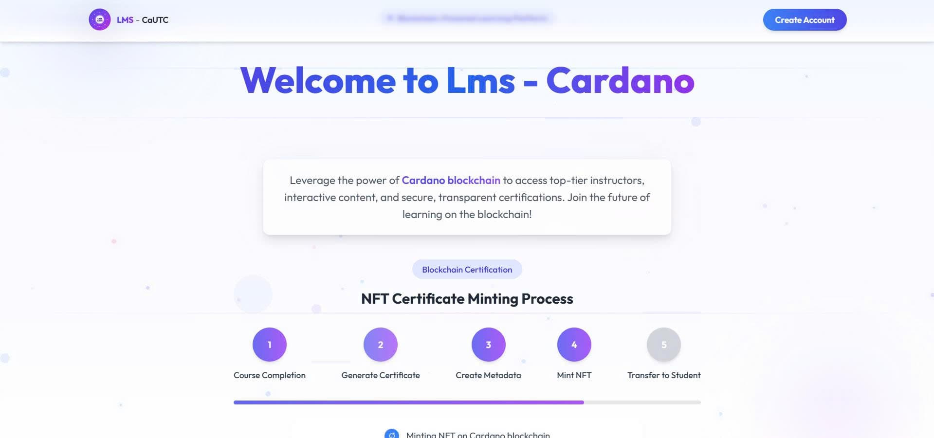 Decentralized LMS with Blockchain Certificates on Cardano